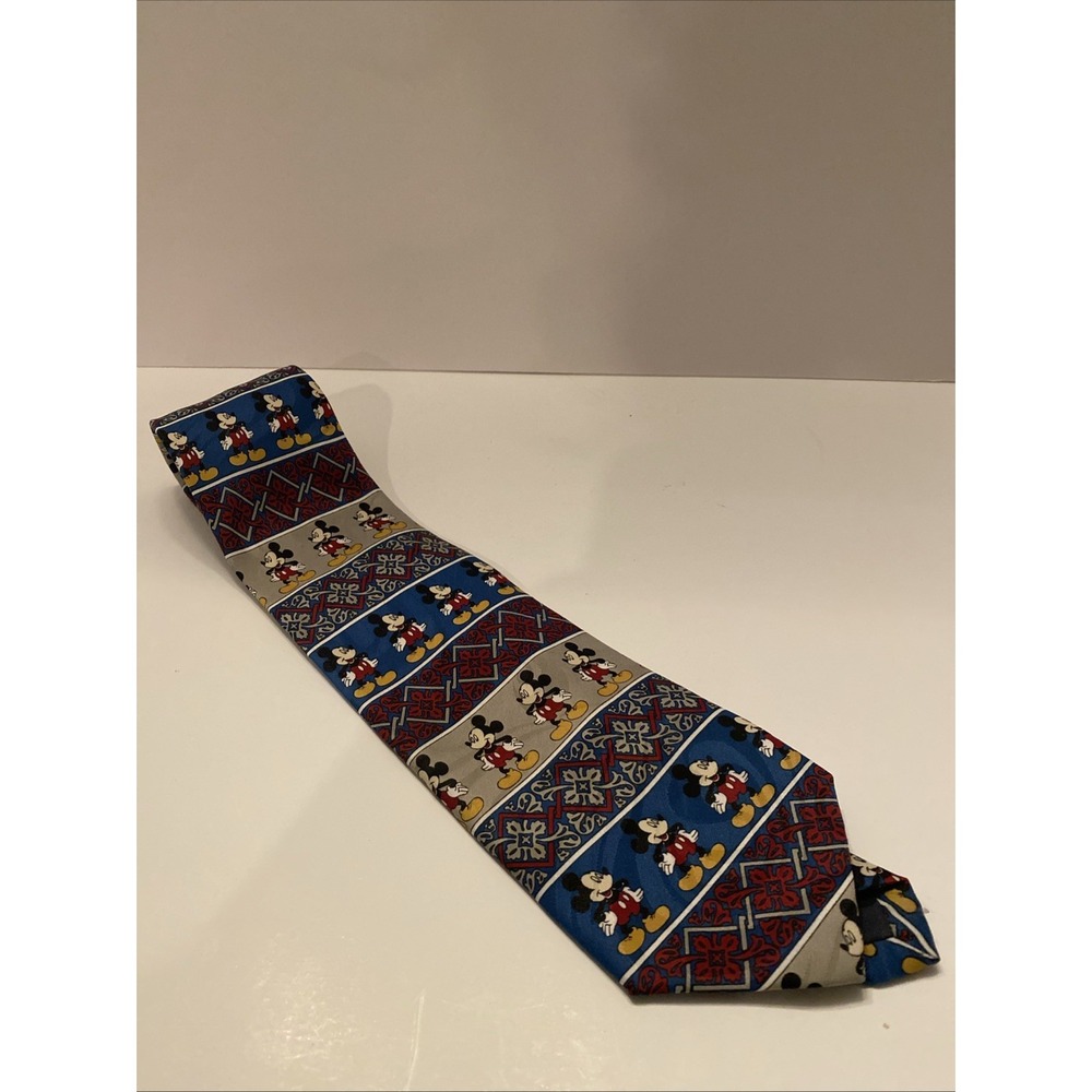 EUC Vintage Disney Mickey Unlimited MICKEY MOUSE Neck Tie Red Navy Silver